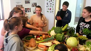 Schüler informieren sich über verschiedene Obst- und Gemüsesorten